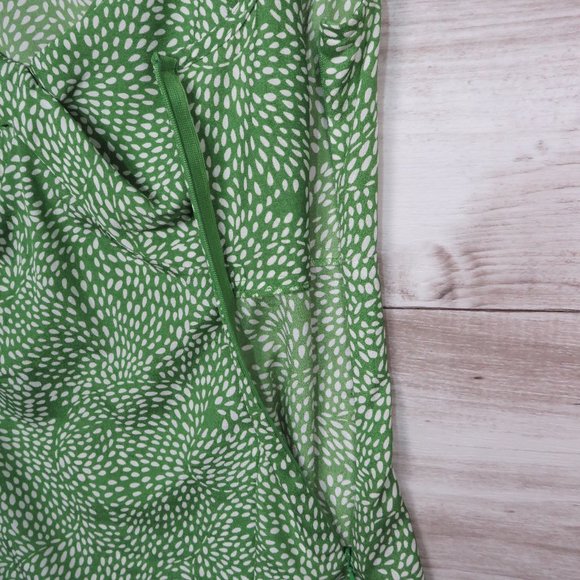 LOFT* Ann Taylor Women's Sleeveless V-Neck Front Knot Blouse Size 8 Green/White - Picture 5 of 11